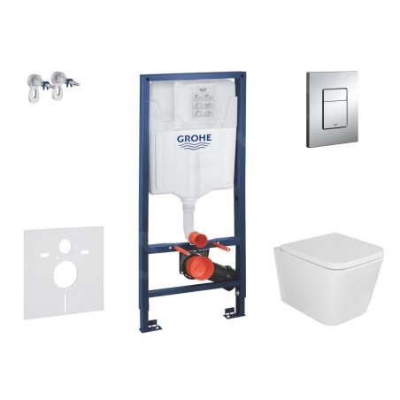 Grohe Rapid SL - Set de bâti-support, cuvette Arkas et abattant softclose, plaque de déclenchement Skate Cosmopolitan, chrome