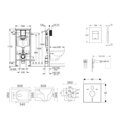 Grohe Rapid SL - Set de bâti-support, cuvette Arkas et abattant softclose, plaque de déclenchement Skate Cosmopolitan, chrome