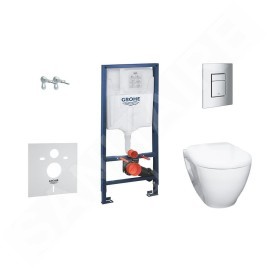 Grohe Solido - Set de bâti-support, cuvette Bau Ceramic avec l'abattant softclose, plaque de déclenchement Skate Cosmopolitan,