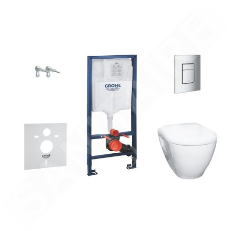 Grohe Solido - Set de bâti-support, cuvette Bau Ceramic avec l'abattant softclose, plaque de déclenchement Skate Cosmopolitan,