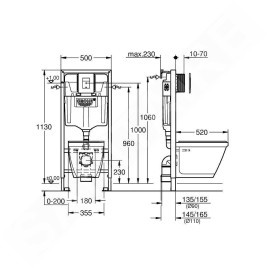 Grohe Solido - Set de bâti-support, cuvette Bau Ceramic avec l'abattant softclose, plaque de déclenchement Skate Cosmopolitan,