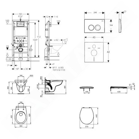 Geberit Duofix - Set d'installation pré-murale, cuvette Alpha avec abattant, plaque de déclenchement Delta21, blanc alpin