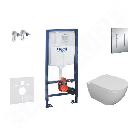 Grohe Rapid SL - Set de bâti-support, cuvette Oudee et abattant softclose, plaque de déclenchement Skate Cosmopolitan, chrome