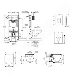 Grohe Rapid SL - Set de bâti-support, cuvette et abattant IdealStandard, plaque de déclenchement Skate Cosmo, Aquablade,