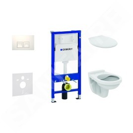 Geberit Duofix - Set d'installation pré-murale, cuvette Alpha avec abattant, plaque de déclenchement Delta35, blanc alpin