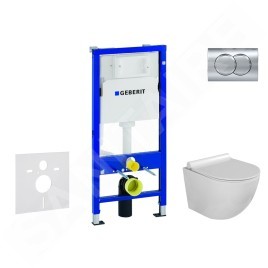 Geberit Duofix - Set de bâti-support, cuvette Gaia et abattant softclose, plaque de déclenchement Delta01, chrome brillant