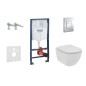 Grohe Rapid SL - Set de bâti-support, WC suspendu Rimless + abattant SoftClose Tesi, plaque de déclenchement Skate