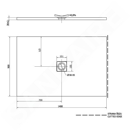 Polysan Flexia - Receveur de douche 1400x900 mm, blanc 72897