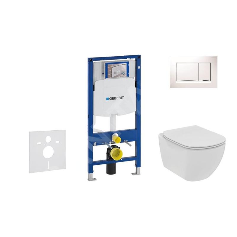 Geberit Duofix - Set de bâti-support, WC suspendu Rimless + abattant SoftClose Ideal Standard Tesi, plaque de déclenchement Geberit Duofix - Set de bâti-support, WC suspendu Rimless + abattant SoftClose Ideal Standard Tesi, plaque de déclenchement