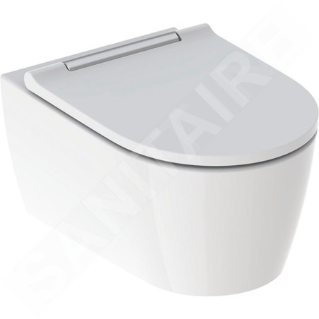 Geberit ONE - WC suspendu avec abattant softclose, TurboFlush, KeraTect, blanc / chrome 500.202.01.1
