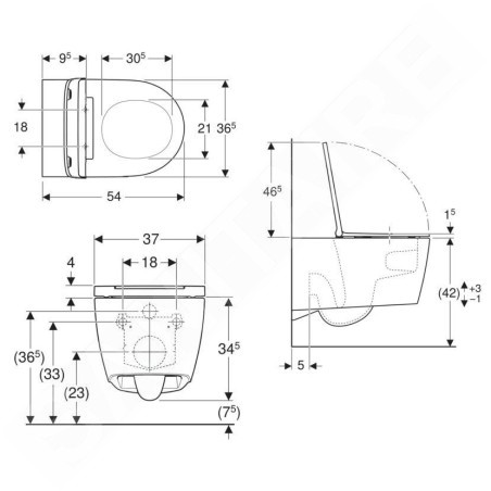 Geberit ONE - WC suspendu avec abattant softclose, TurboFlush, KeraTect, blanc / chrome 500.202.01.1
