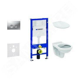 Geberit Duofix - Set d'installation pré-murale, cuvette Alpha avec abattant, plaque de déclenchement Delta21, chrome mat
