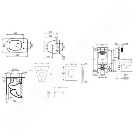 Grohe Rapid SL - Bâti-support pour WC suspendu + cuvette et abattant Ideal Standard Tesi 38528SET-KF