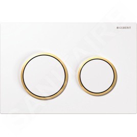 Geberit Omega20 - Plaque de déclenchement OMEGA20, blanc/doré 115.085.KK.1