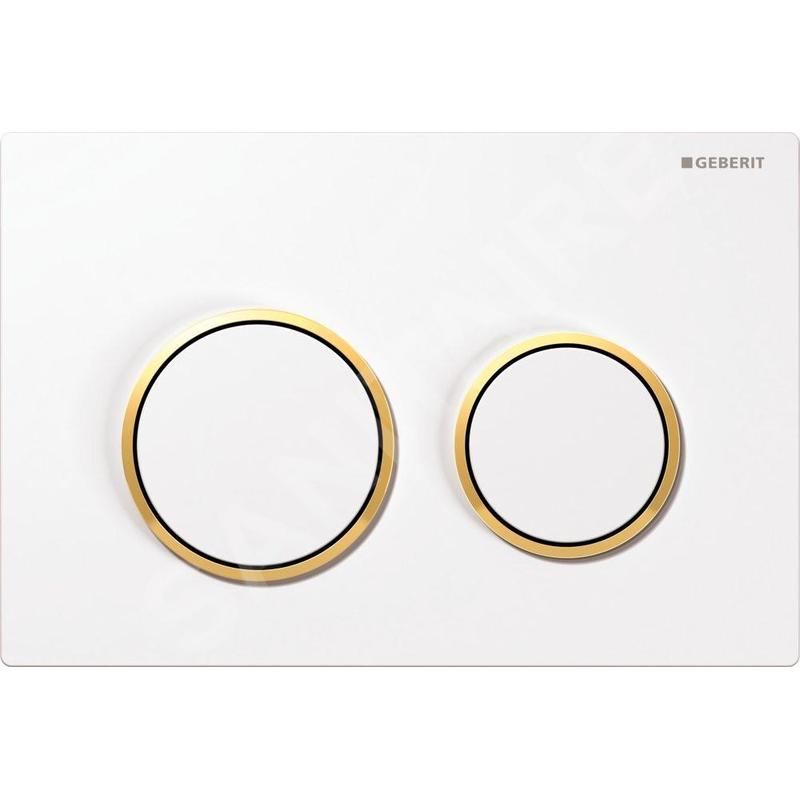 Geberit Omega20 - Plaque de déclenchement OMEGA20, blanc/doré 115.085.KK.1