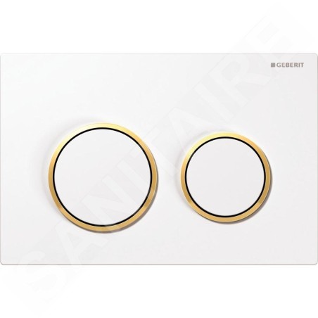 Geberit Omega20 - Plaque de déclenchement OMEGA20, blanc/doré 115.085.KK.1