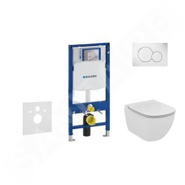Geberit Duofix - Ensemble de bâti-support, cuvette et abattant Ideal Standard Tesi, plaque de déclenchement Sigma01, Aquablade,
