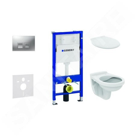 Geberit Duofix - Set d'installation pré-murale, cuvette Alpha avec abattant, plaque de déclenchement Delta35, chrome mat