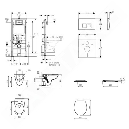 Geberit Duofix - Set d'installation pré-murale, cuvette Alpha avec abattant, plaque de déclenchement Delta35, chrome mat