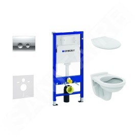 Geberit Duofix - Set d'installation pré-murale, cuvette Alpha avec abattant, plaque de déclenchement Delta21, chrome brillant