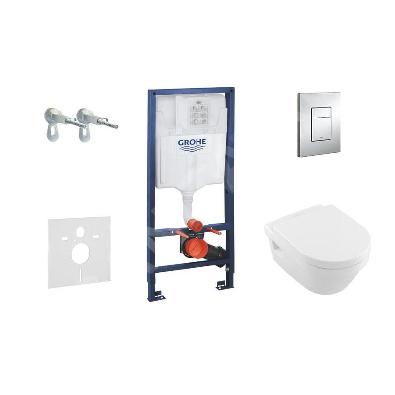 Grohe Rapid SL - Bâti-support pour WC suspendu + cuvette et siège Villeroy & Boch, plaque Skate Cosmopolitan, chrome 38528SET-KB