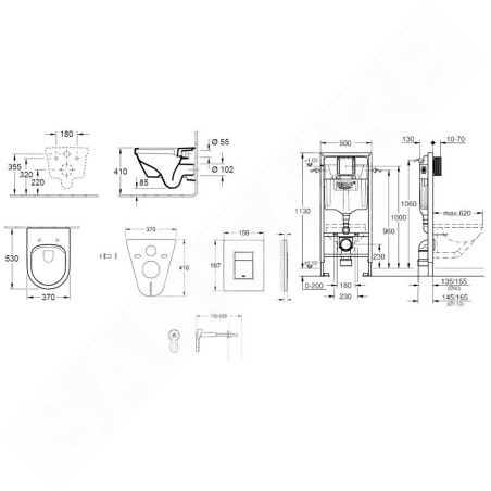 Grohe Rapid SL - Bâti-support pour WC suspendu + cuvette et siège Villeroy & Boch, plaque Skate Cosmopolitan, chrome 38528SET-KB