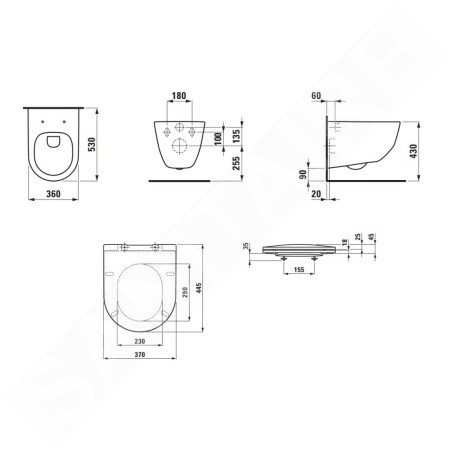 Laufen Pro - WC suspendu avec abattant Slim, Slowclose, Rimless, blanc H8669570000001