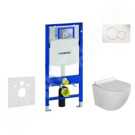 Geberit Duofix - Set de bâti-support, cuvette Gaia et abattant softclose, plaque de déclenchement Sigma01, blanc alpin