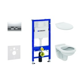 Geberit Duofix - Set d'installation pré-murale, cuvette Alpha avec abattant, plaque de déclenchement Delta35, chrome brillant