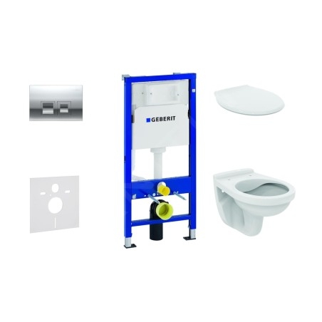 Geberit Duofix - Set d'installation pré-murale, cuvette Alpha avec abattant, plaque de déclenchement Delta35, chrome brillant