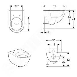 Geberit Acanto - WC suspendu, Rimfree, blanc 500.600.01.2