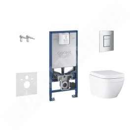 Grohe Rapid SLX - Ensemble bâti-support, cuvette de toilette, siège, plaque de déclenchement Skate Cosmopolitan S, Rimless,