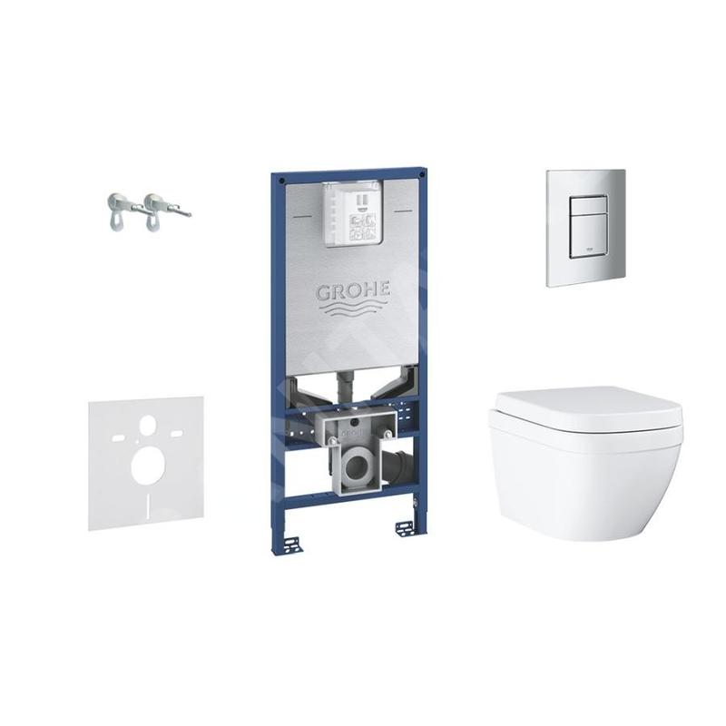 Grohe Rapid SLX - Ensemble bâti-support, cuvette de toilette, siège, plaque de déclenchement Skate Cosmopolitan S, Rimless, Grohe Rapid SLX - Ensemble bâti-support, cuvette de toilette, siège, plaque de déclenchement Skate Cosmopolitan S, Rimless,
