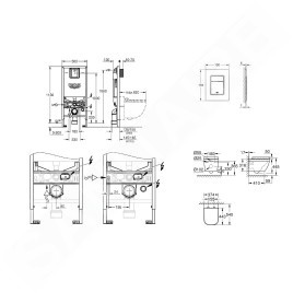 Grohe Rapid SLX - Ensemble bâti-support, cuvette de toilette, siège, plaque de déclenchement Skate Cosmopolitan S, Rimless,