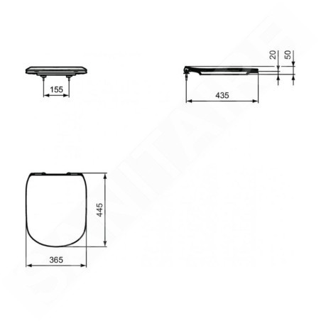 Ideal Standard Tesi - Abattant WC ultra plat, softclose,noir T3527V3