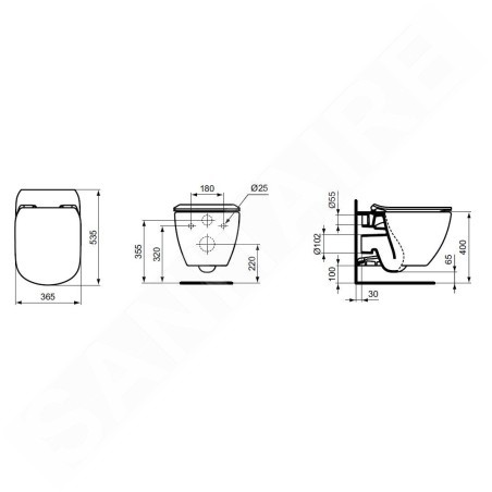 Ideal Standard Tesi - WC suspendu avec abattant, SoftClose, AquaBlade, blanc mat T3546V1