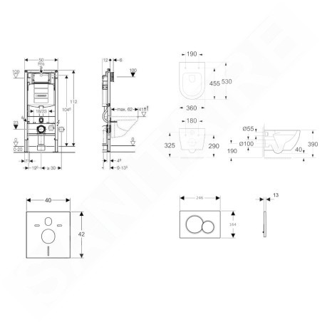 Geberit Duofix - Set de bâti-support, cuvette Oudee et abattant softclose, plaque de déclenchement Sigma01, blanc alpin