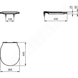 Ideal Standard Connect Air - abattant de toilette ultra-plat softclose, 365 x 445 x 50 mm, blanc E036601