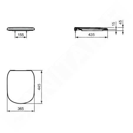Ideal Standard Tesi - Abattant WC softclose, noir T3529V3