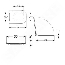 Geberit Smyle Square - Abattant WC, blanc 500.239.01.1
