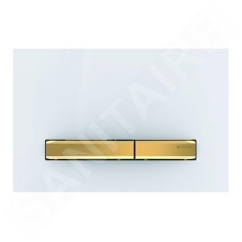 Geberit Sigma50 - Plaque de déclenchement 2 touches, blanc / laiton 115.672.11.2