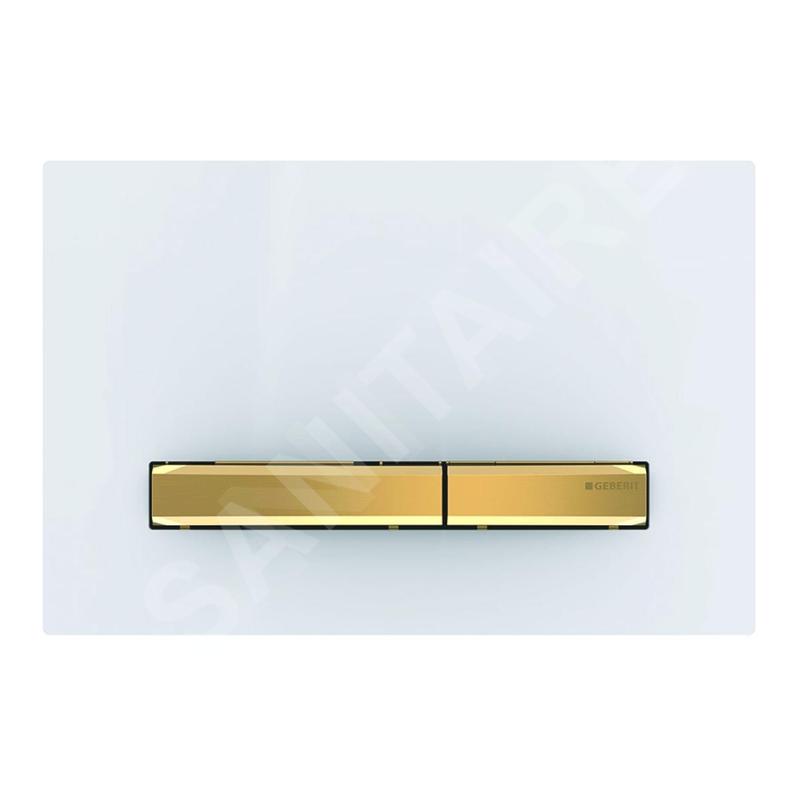 Geberit Sigma50 - Plaque de déclenchement 2 touches, blanc / laiton 115.672.11.2