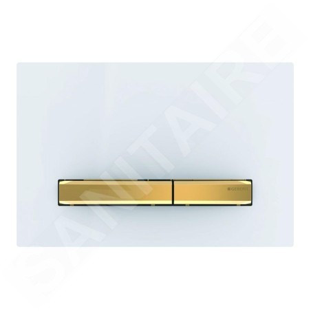 Geberit Sigma50 - Plaque de déclenchement 2 touches, blanc / laiton 115.672.11.2