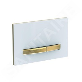 Geberit Sigma50 - Plaque de déclenchement 2 touches, blanc / laiton 115.672.11.2