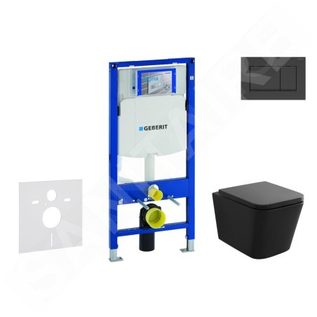 Geberit Duofix - Set de bâti-support, cuvette Arkas et abattant softclose, plaque de déclenchement Sigma30, Noir mat/noir