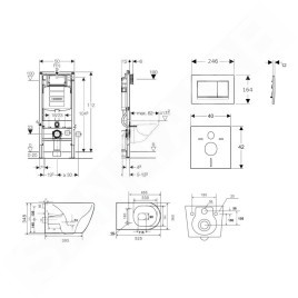 Geberit Duofix - Set de bâti-support, cuvette Gaia et abattant softclose et plaque de déclenchement Sigma30, noir mat/noir