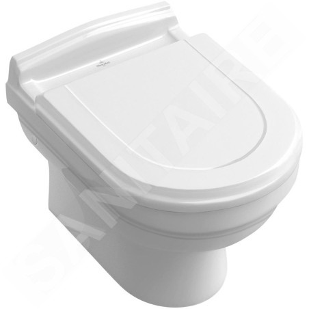 Villeroy & Boch Hommage - Cuvette de WC murale, 370 mm x 600 mm, avec CeramicPlus, blanc 6661B0R1