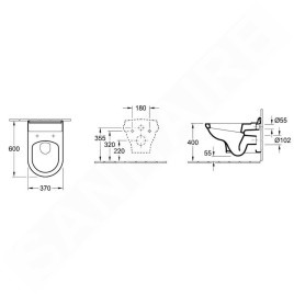 Villeroy & Boch Hommage - Cuvette de WC murale, 370 mm x 600 mm, avec CeramicPlus, blanc 6661B0R1