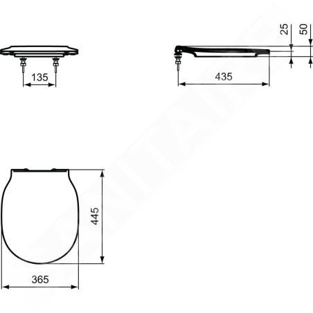 Ideal Standard Connect Air - abattant de toilette ultra plat, 365x445x50 mm, blanc E036501