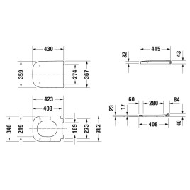 Duravit Happy D.2 - abattant WC avec système SoftClose, anthracite mat 0064591300